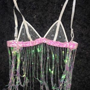 iHeart Raves Mesh Fringe Top
